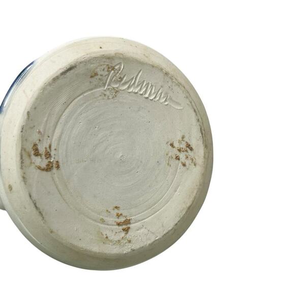 Handmade Pottery Vintage Pitcher Fish Design Signed Studio Art Ceramic 8" Tall - Picture 6 of 12